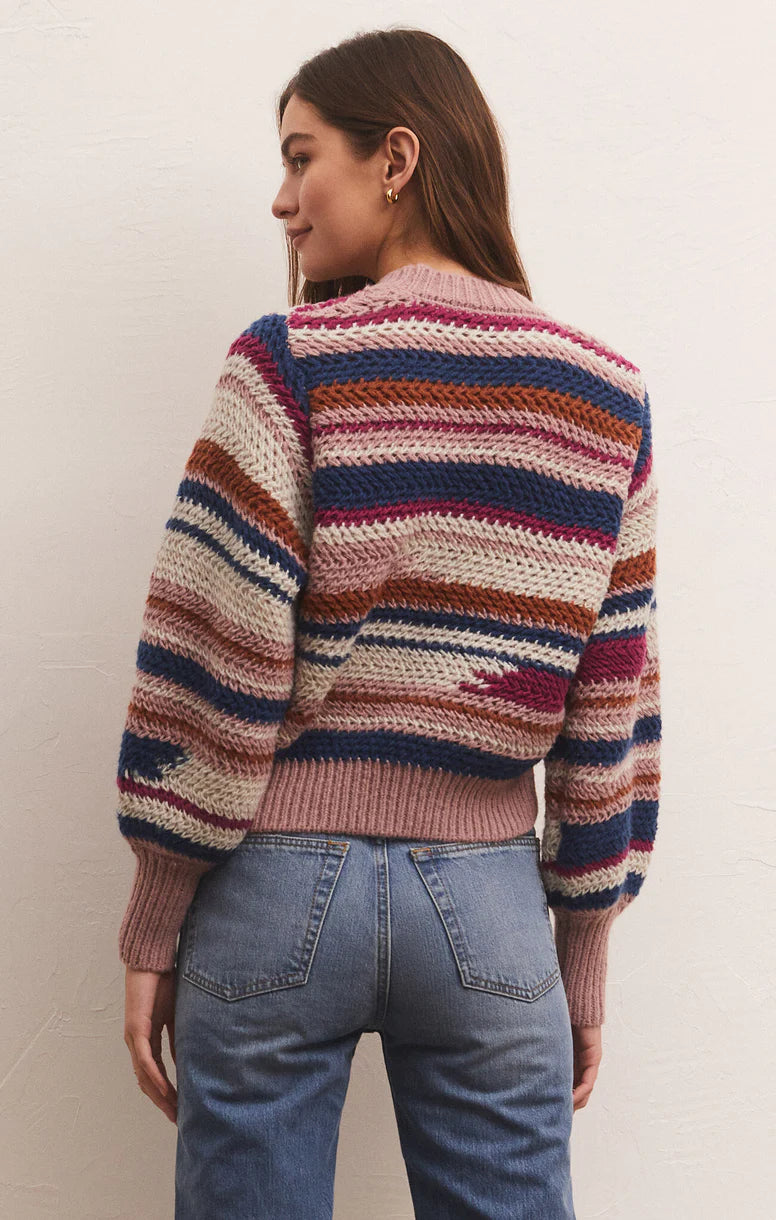 Ashville Stripe Sweater in Magenta