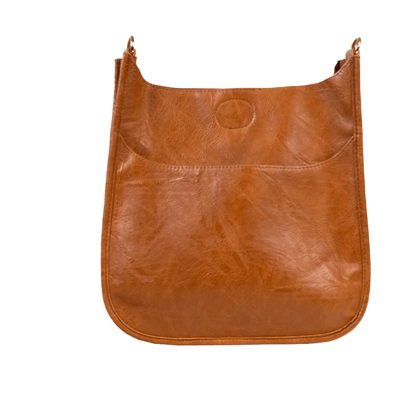 Camel Mini Vegan Leather Messenger Bag w/ Gold Hardware
