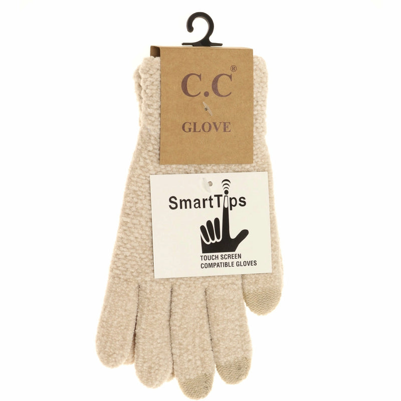 Chenille Gloves In Beige