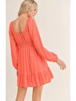 Tie Front Mini Dress in Coral