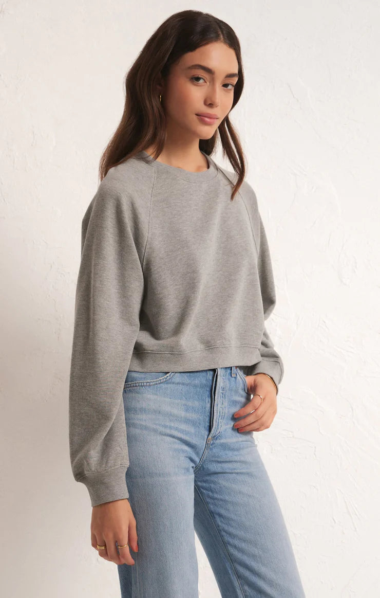 Crop Out Sweatshirt in Grey