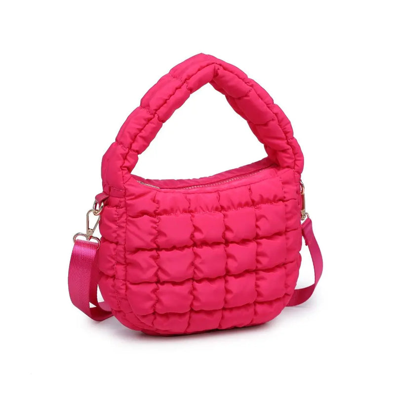 Leo Puffy Quilted Crossbody in Pink