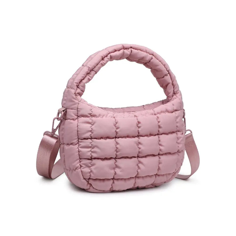 Leo Puffy Quilted Crossbody in Rose