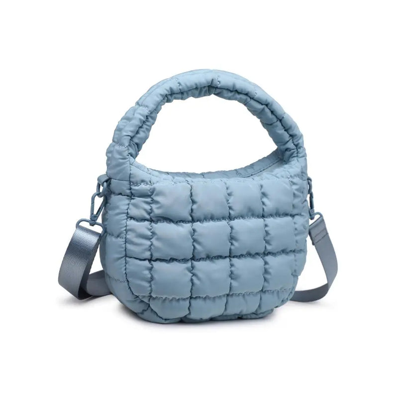 Leo Puffy Quilted Crossbody in Sky Blue