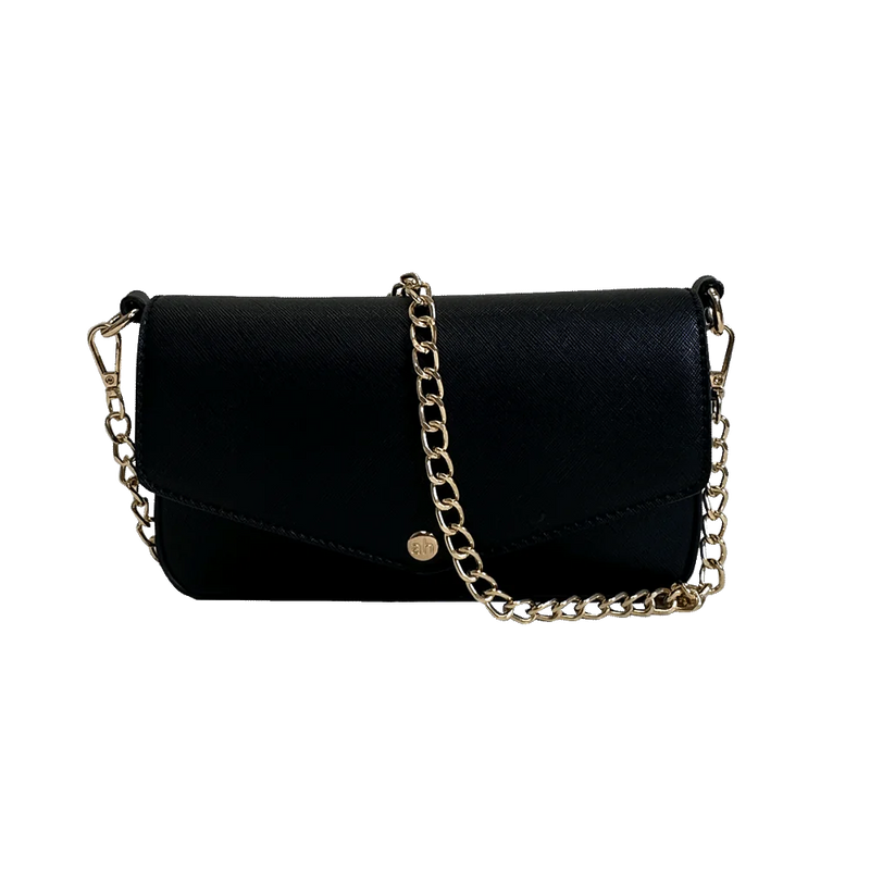 Faux Leather Crossbody Bag in Black