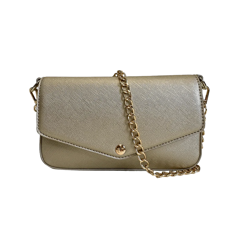 Faux Leather Crossbody Bag in Gold