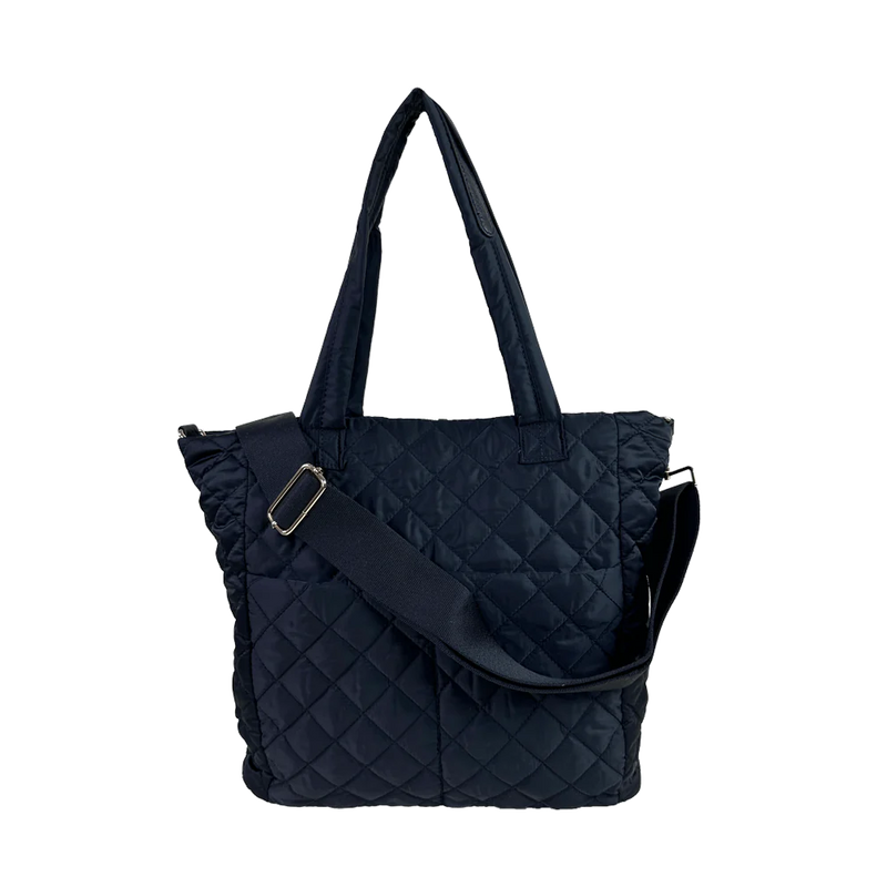 Mabel Quilted Tote in Black