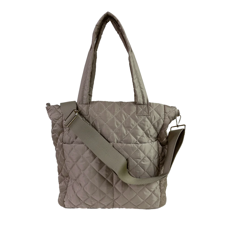 Mabel Quilted Tote in Tan