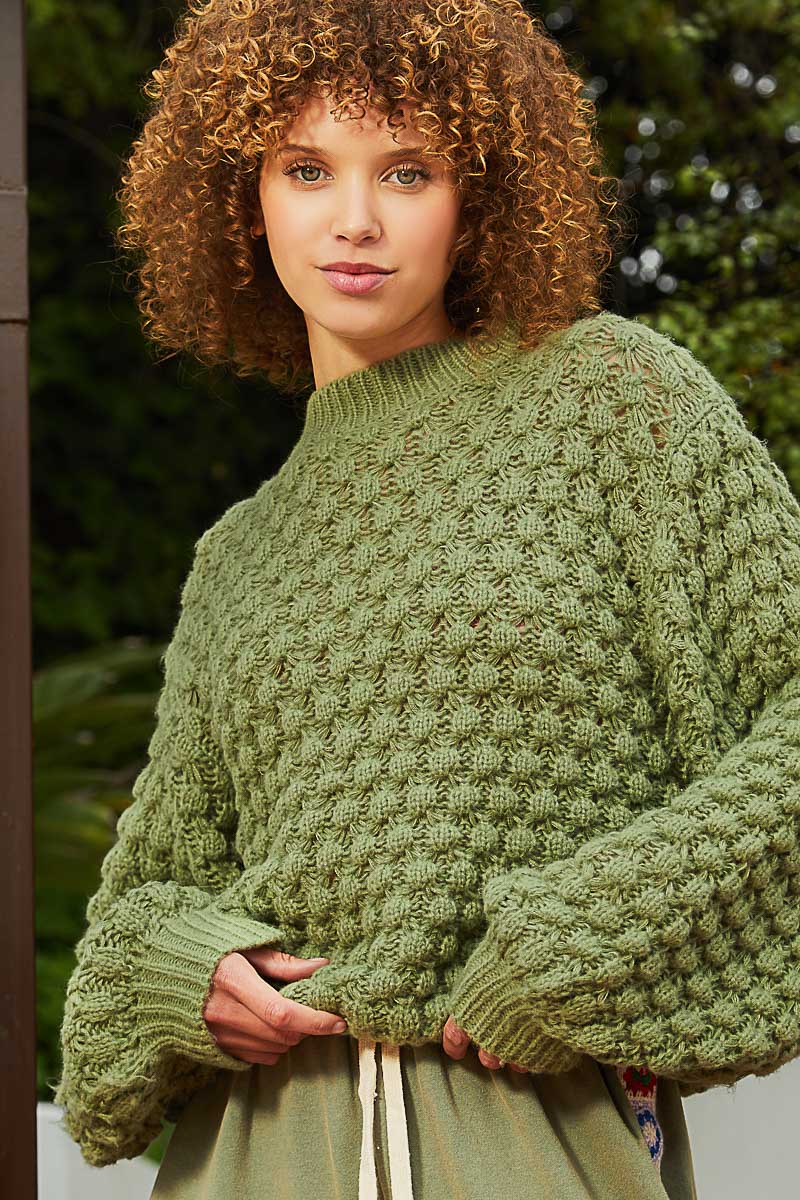Mock Neck Sweater in Green