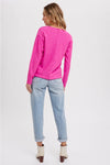 Sweater Henley in Hot Pink