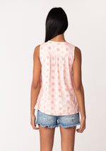 Embroidered Tie Neck Cotton Tank