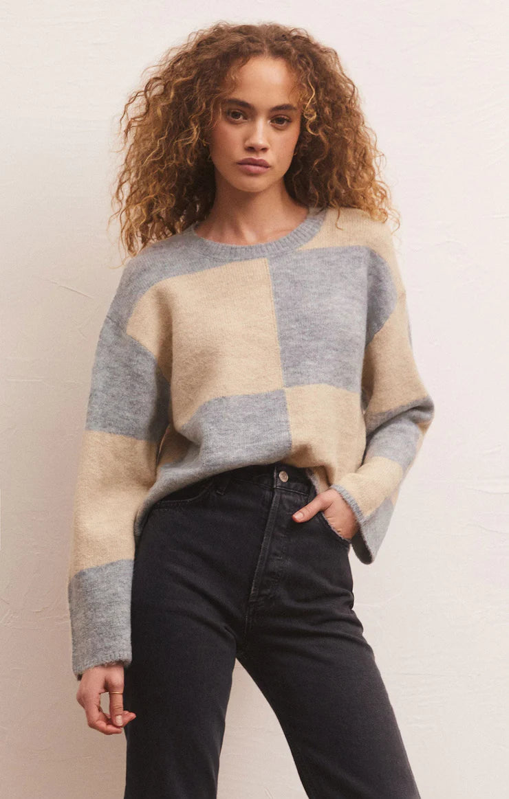 Blocked Sweater in Heather Grey