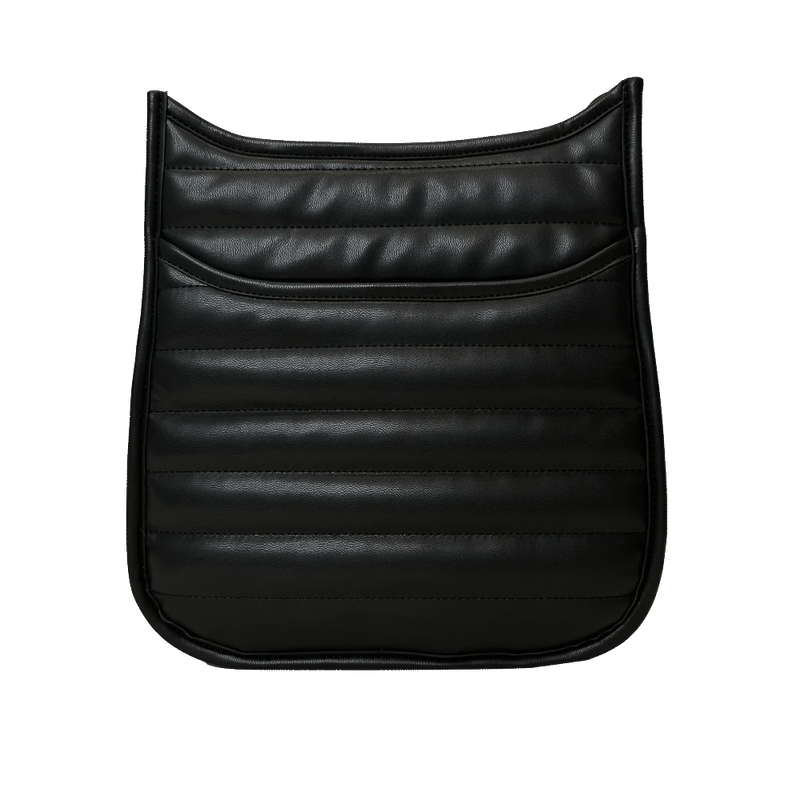 Quilted Vegan Leather Messenger Bag in Black