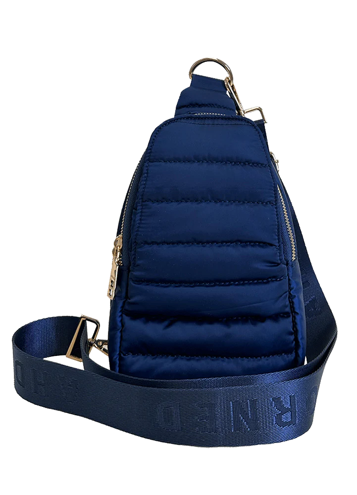 Quilted Puff Sling Bag in Navy