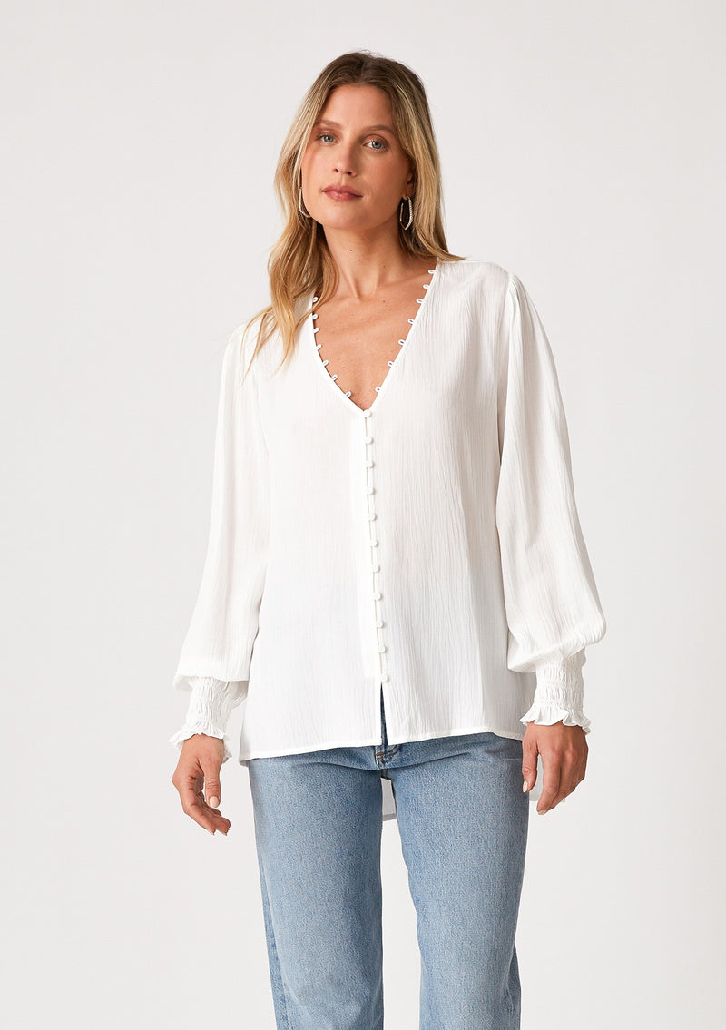 Long Sleeve Blouse in White