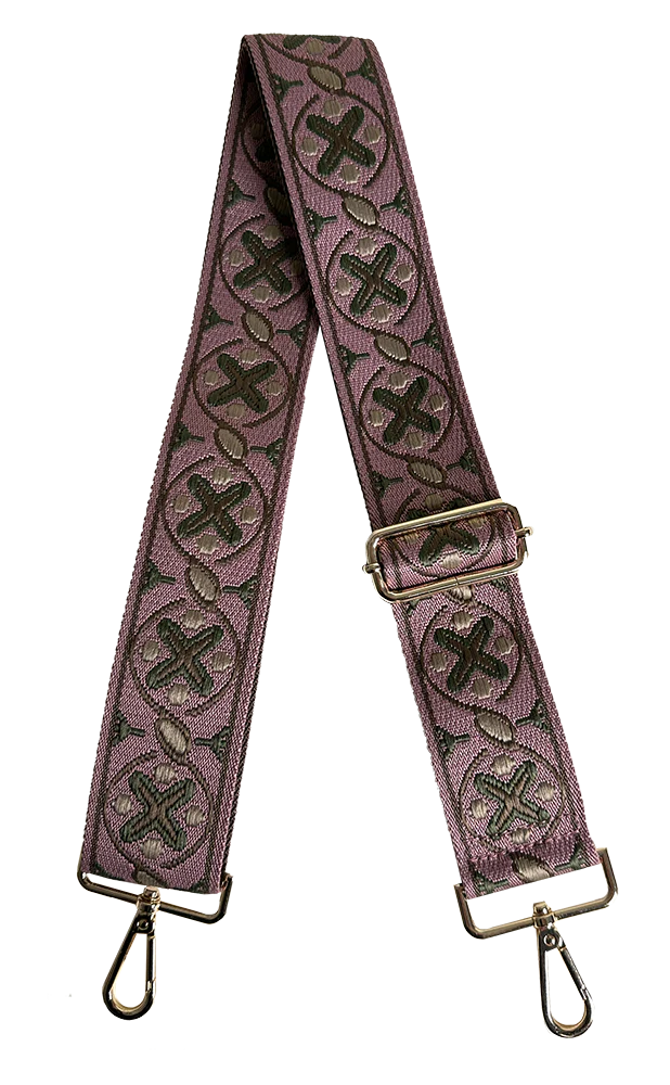 XO Embroidered Bag Strap in Blush/Sage